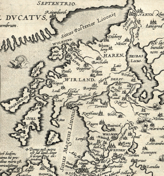 Országos Széchényi Könyvtár: Észtország  térképe a XVI. század második feléből