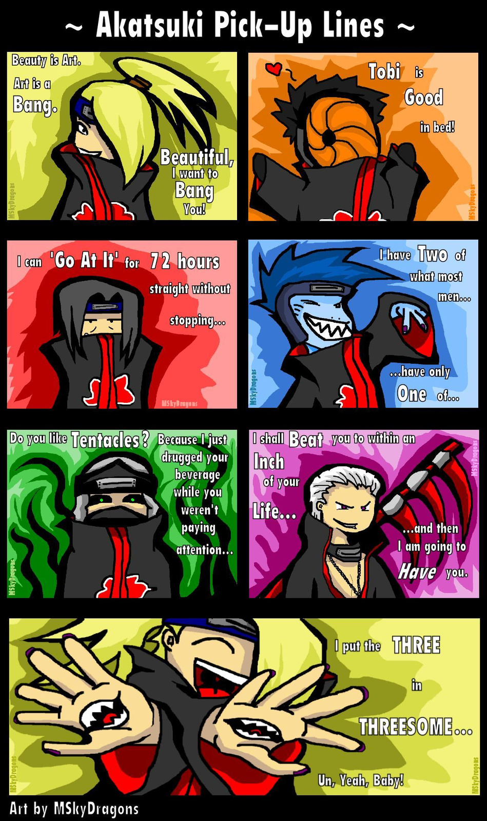 Naruto  Akatsuki Pick Up Lines by MSkyDragons