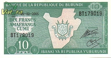 BURUNDI 10 Francs E