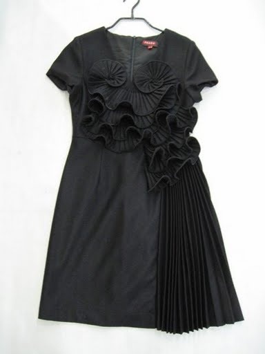 90804A-06A PRADA BLACK WOOL COTTON DRESS SIZE 2 4 6 PRICE USD 45