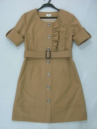 90721A-27 CHANEL LIGHT TAN COTTON&POLYESTER DRESS SIZE 2 4 6 PRI