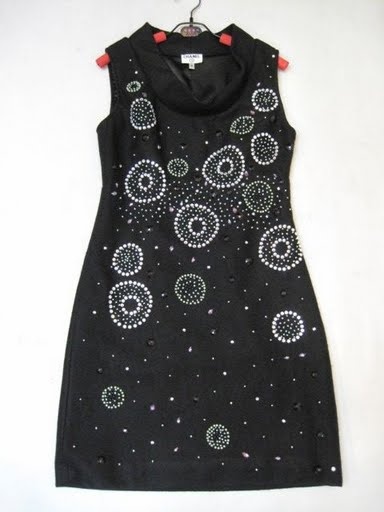 90805B-22 CHANEL BLACK WOOL COTTON DRESS SIZE 2 4 6 PRICE USD 48