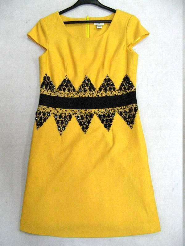 91009B-42A  CHANEL YELLOW WOOL DRESS SIZE 2 4 6 PRICE USD57