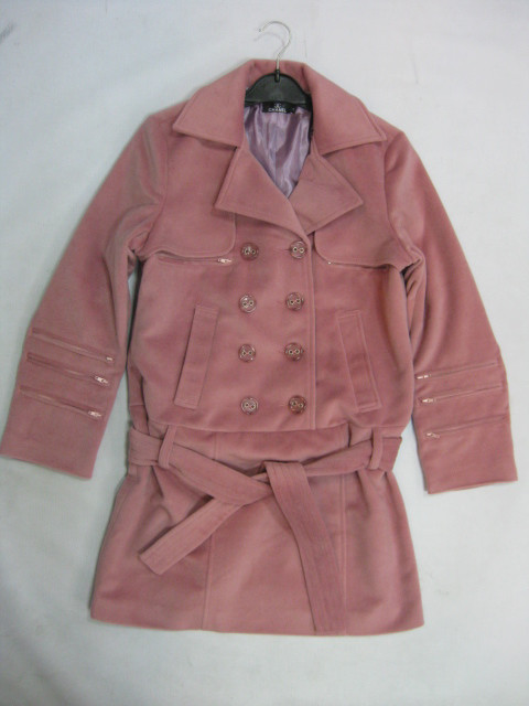 91017A-11A  CHANEL  PINK WOOL COAT SIZE 2 4 6 PRICE USD49