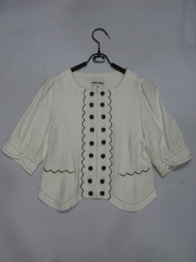 90806A-38 MIU MIU WHITE COTTON&LINEN COAT SIZE 2 4 6 PRICE USD 3