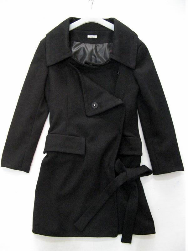 91006B-18A  MIUMIU BLACK COTTON OVERCOAT SIZE 2 4 6 PRICE USD52