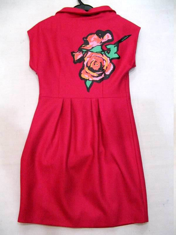 91006B-21 LV RED WOOL DRESS SIZE 2 4 6(BACK) PRICE USD46