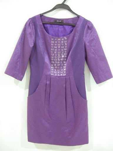 90808E-10A ANNASUI PURPLE COTTON DRESS SIZE S M L PRICE USD 46[1