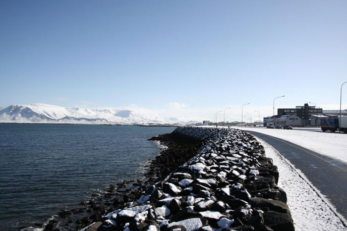 coastline with snow