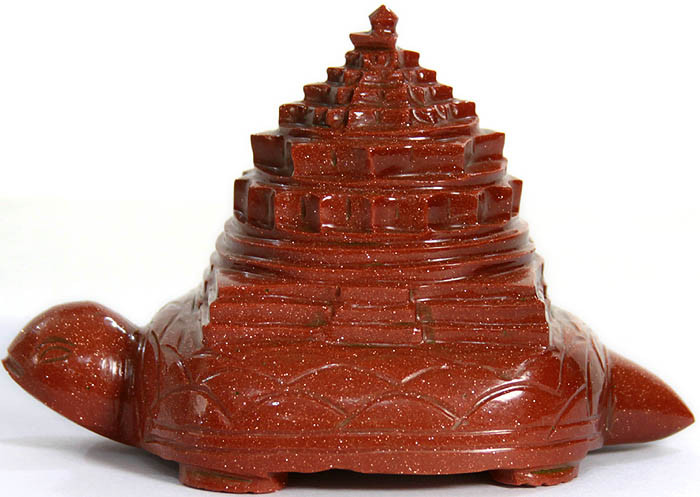 shri yantra on the back of tortoise carved in sunstone rq26